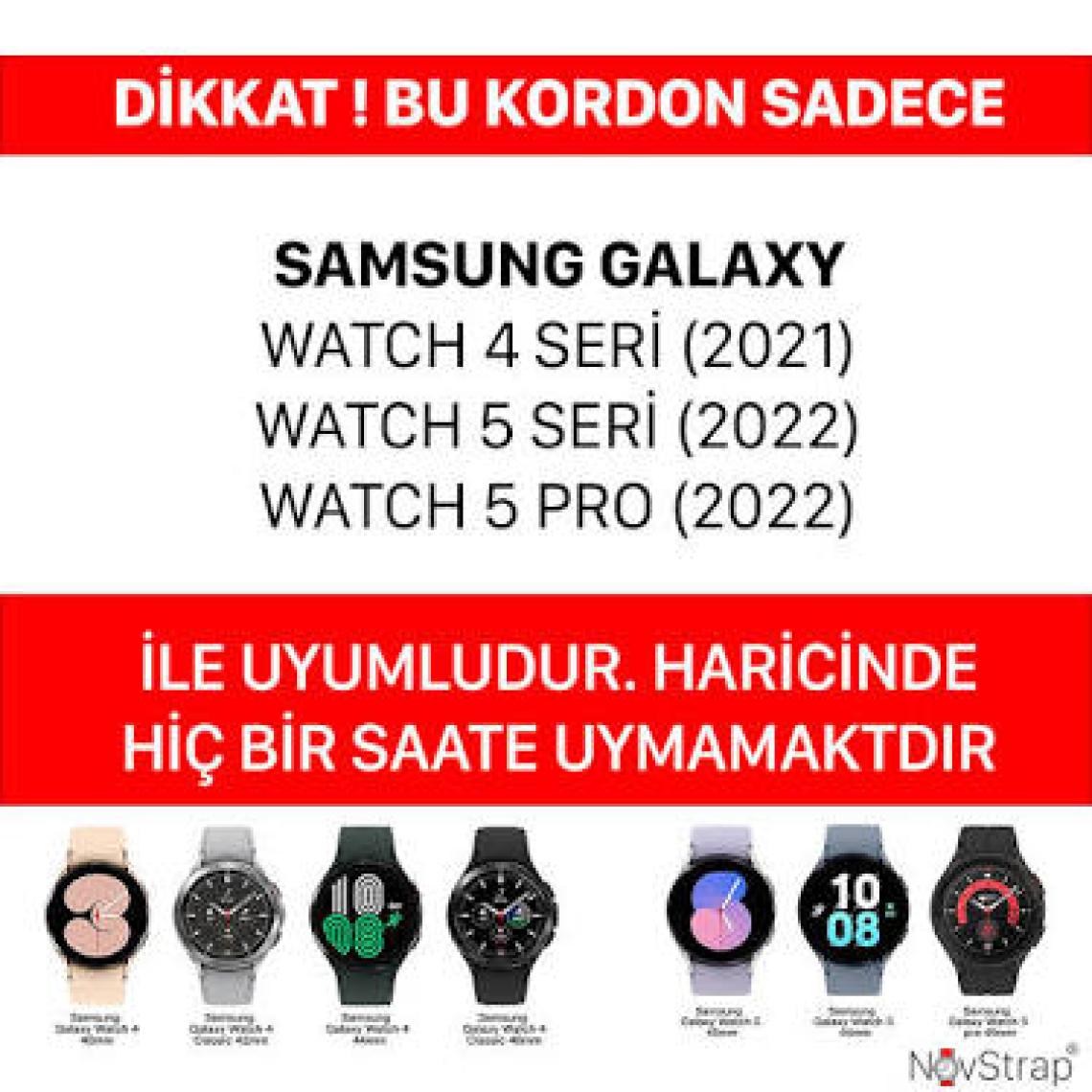 NovStrap Samsung Galaxy Watch 7 6 5 4 Fe 40-42-43-44-45-46-47 Mm ile Uyumlu Çelik Metal Kordon Boşluk Bırakmayan Pimli