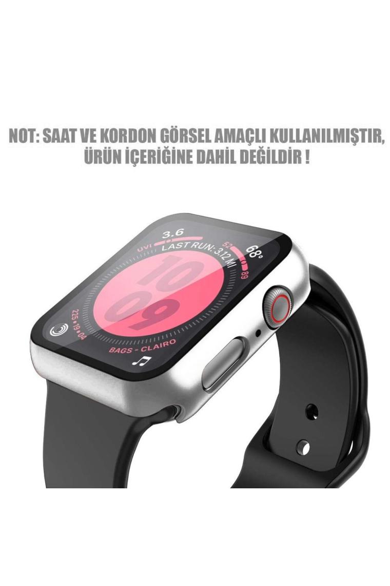 Microsonic Apple Watch Series 9 45MM Kılıf Matte Premium Slim Watchband Gümüş