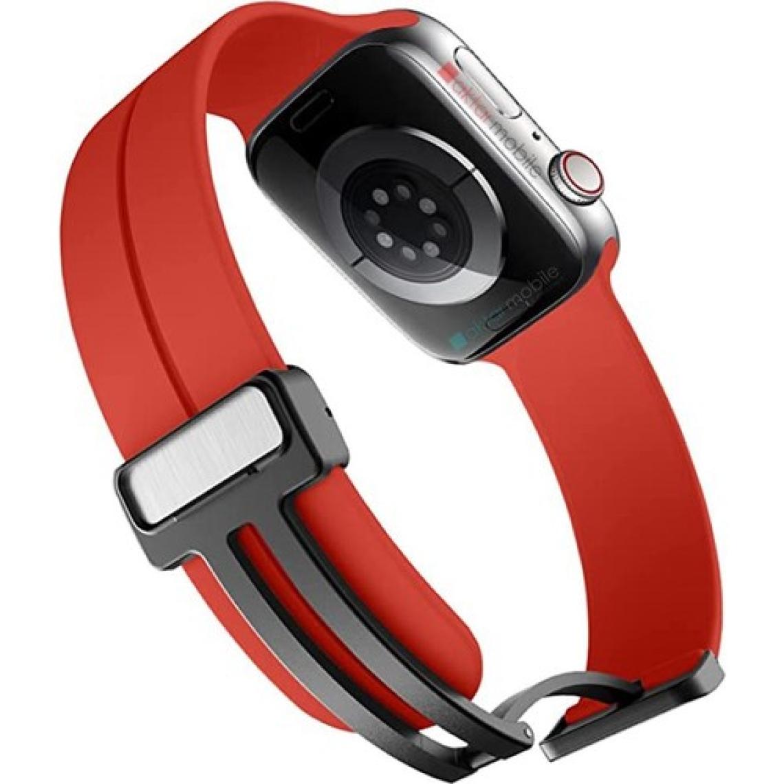 AktarMobile Apple Watch 10 46 mm Uyumlu Silikon Kordon Magnetik D Tokalı Spor Kayış Mıknatıslı Toka