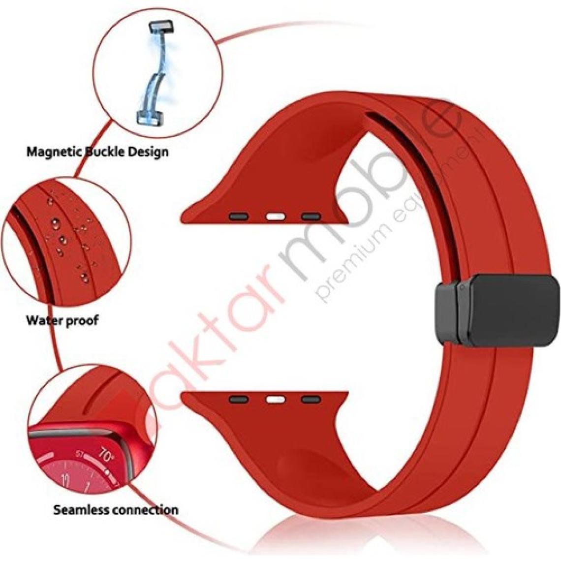 AktarMobile Apple Watch 10 46 mm Uyumlu Silikon Kordon Magnetik D Tokalı Spor Kayış Mıknatıslı Toka