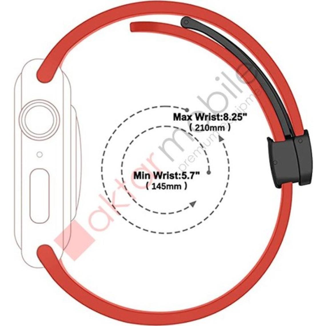 AktarMobile Apple Watch 10 46 mm Uyumlu Silikon Kordon Magnetik D Tokalı Spor Kayış Mıknatıslı Toka