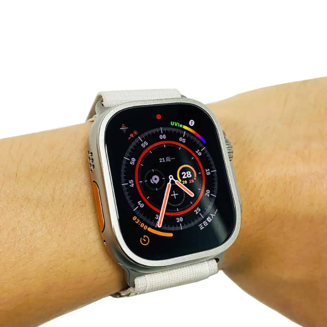 AktarMobile Apple Watch Ultra 49 mm Uyumlu Ekran Koruyucu & Metal Çerçeve Üstün Koruma Temperli Cam