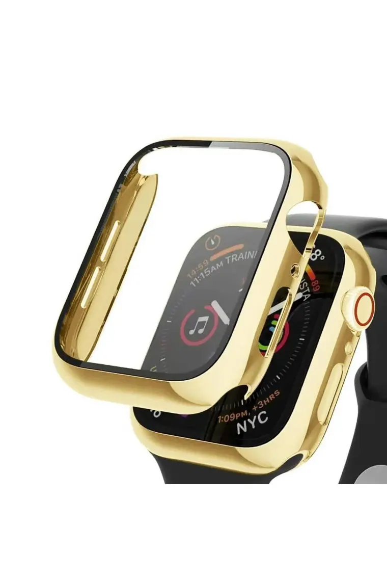 Microsonic Apple Watch Series 7 41MM Kılıf Matte Premium Slim Watchband Gold
