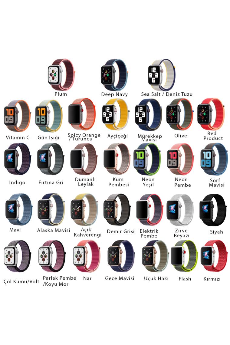 Kyver Seri 10 46MM, Seri 9/8/7/6/SE/5/4/3 Spor Loop Kordon Apple Watch 45MM 44MM 42MM Uyumlu Kırmızı Gri