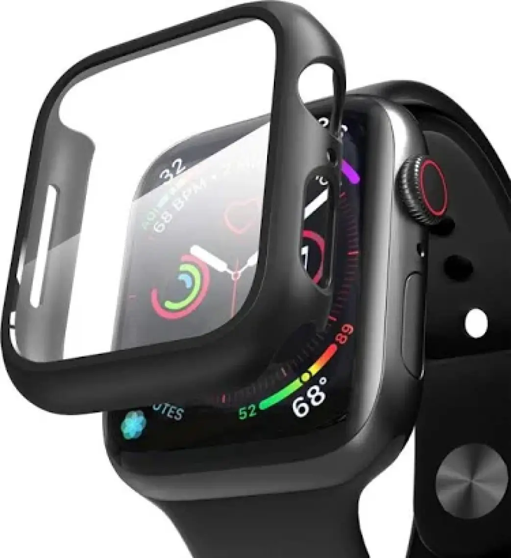Microsonic Apple Watch Series 9 45MM Kılıf Matte Premium Slim Watchband Siyah