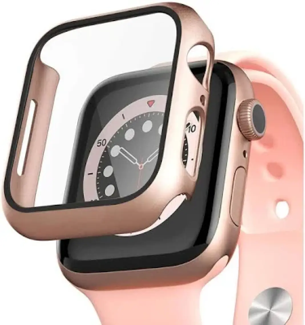 Microsonic Apple Watch Series 9 45MM Kılıf Matte Premium Slim Watchband Siyah