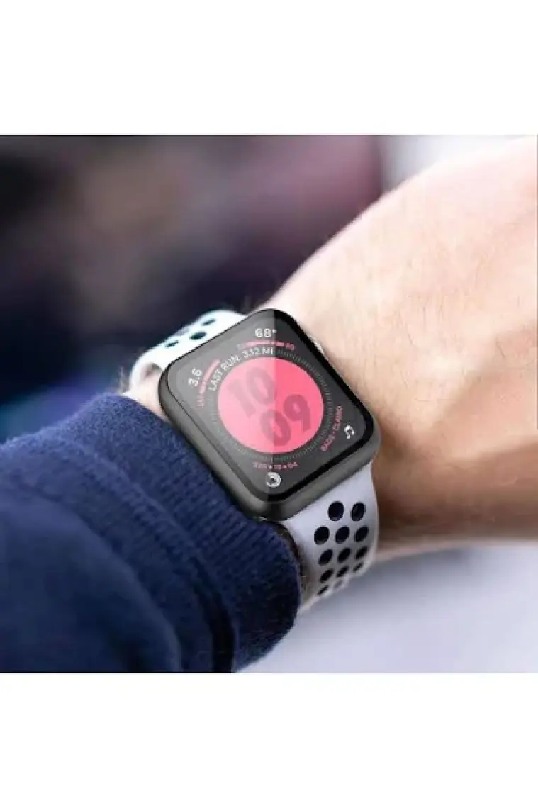 Microsonic Apple Watch Series 9 45MM Kılıf Matte Premium Slim Watchband Siyah