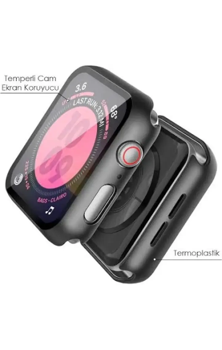Microsonic Apple Watch Series 9 45MM Kılıf Matte Premium Slim Watchband Siyah