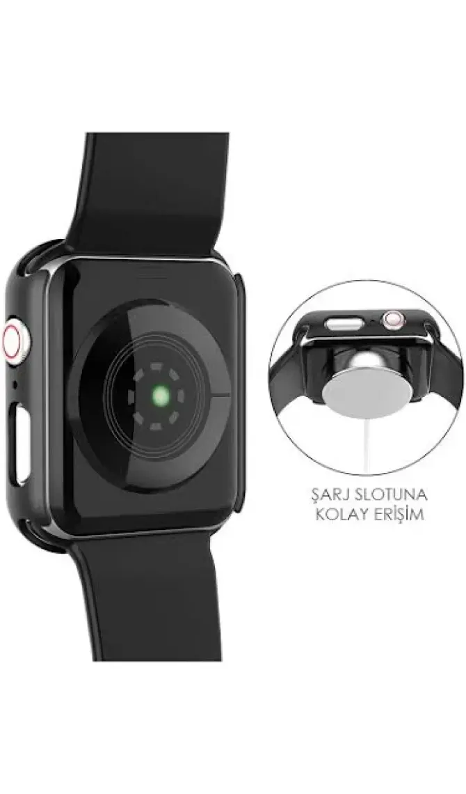 Microsonic Apple Watch Series 9 45MM Kılıf Matte Premium Slim Watchband Siyah