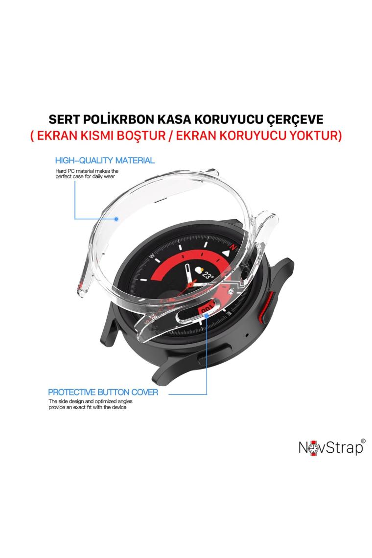 Novstrap Samsung Galaxy Watch 5 Pro 45MM Uyumlu Kılıf Kasa Koruyucu Sert Pc