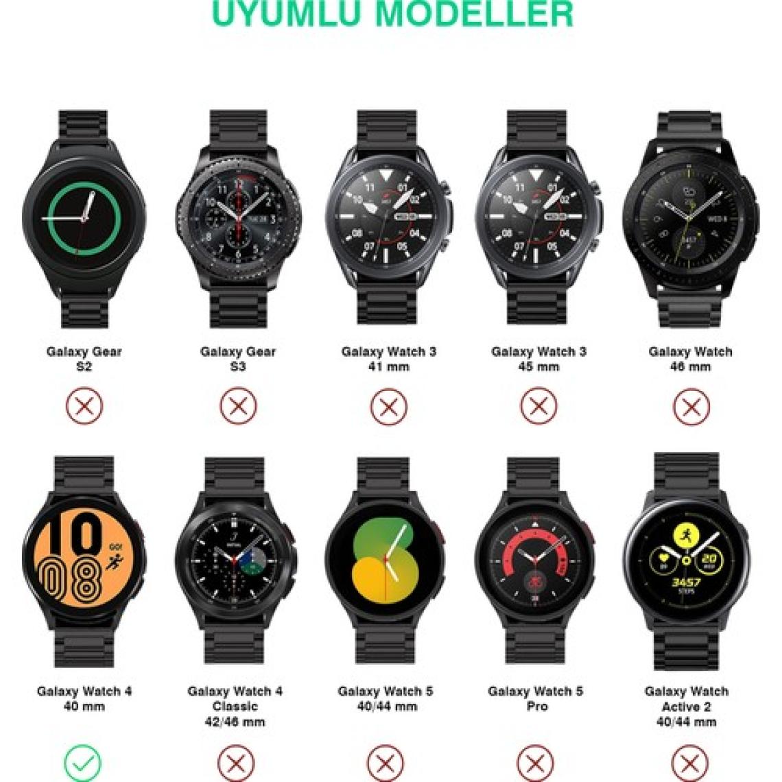 Kip GSM Samsung Galaxy Watch 4 40MM Uyumlu Kordon Kordon Metal Kordon Ayarlama Aparatlı