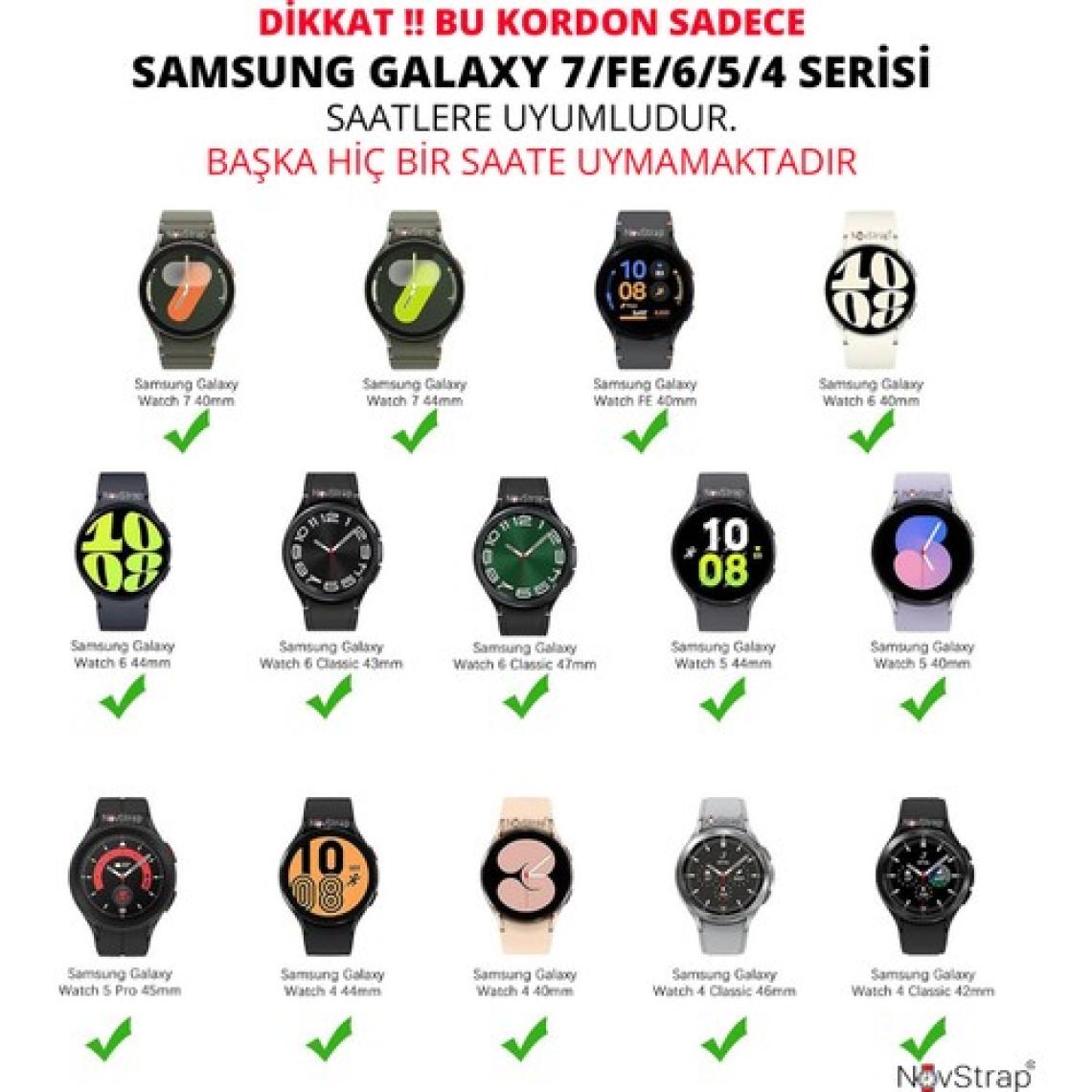 Novstrap Samsung Galaxy Watch 7 6 5 Pro 4 Fe 40 42 43 44 45 46 47 mm Uyumlu Kordon Tam Kapatan Pimli Silikon