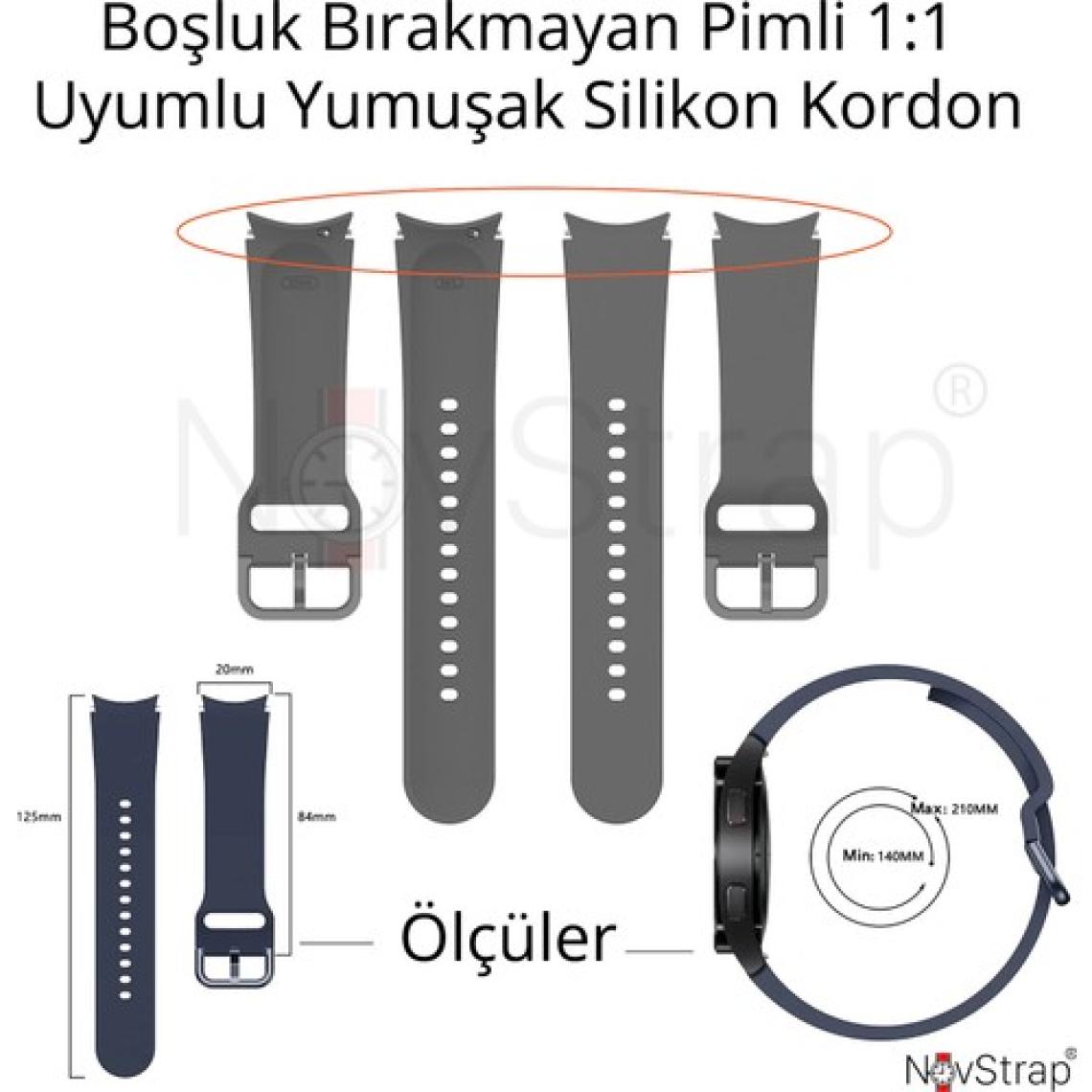 Novstrap Samsung Galaxy Watch 7 6 5 Pro 4 Fe 40 42 43 44 45 46 47 mm Uyumlu Kordon Tam Kapatan Pimli Silikon