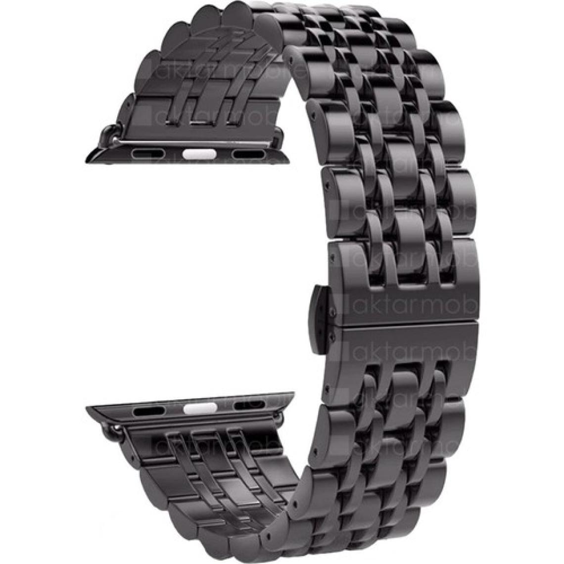 AktarMobile Apple Watch 7 6 Se 5 4 3 2 1 - 42 / 44 / 45 mm Uyumlu Metal Kordon Premium Paslanmaz Çelik Kayış