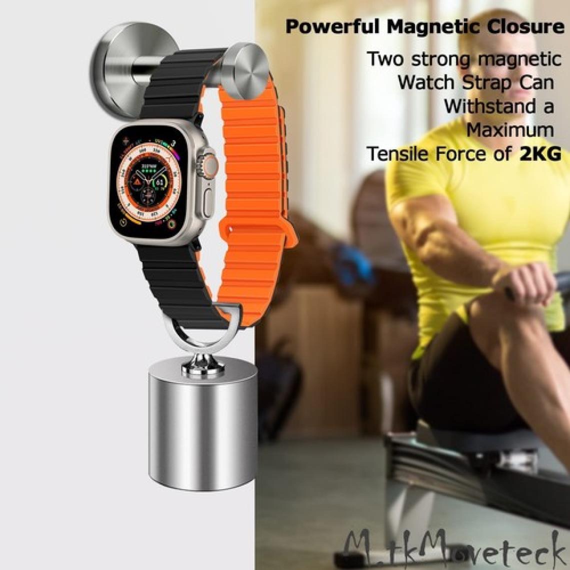 M.TK Moveteck Apple Watch Ultra 49MM Uyumlu Silicon Magnetic Çift Renk Deri Leather Kordon Kayış Mıknatıslı Loop Rainbow Renkli Silikon Baklalı Yumuşak Liquid Kadifemsi