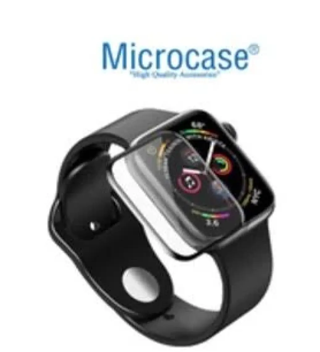 Microcase Apple Watch Uyumlu Se 44 mm Tam Kaplayan Kavisli Ekran Koruyucu 3D Pet Film Siyah