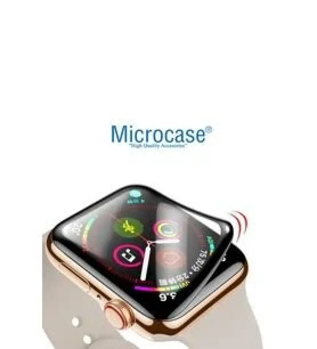 Microcase Apple Watch Uyumlu Se 44 mm Tam Kaplayan Kavisli Ekran Koruyucu 3D Pet Film Siyah