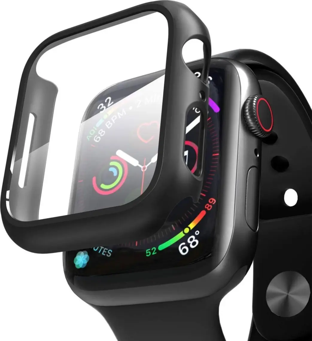 Microsonic Apple Watch Uyumlu Series 7 45MM Kılıf Matte Premium Slim Watch Uyumluband Siyah