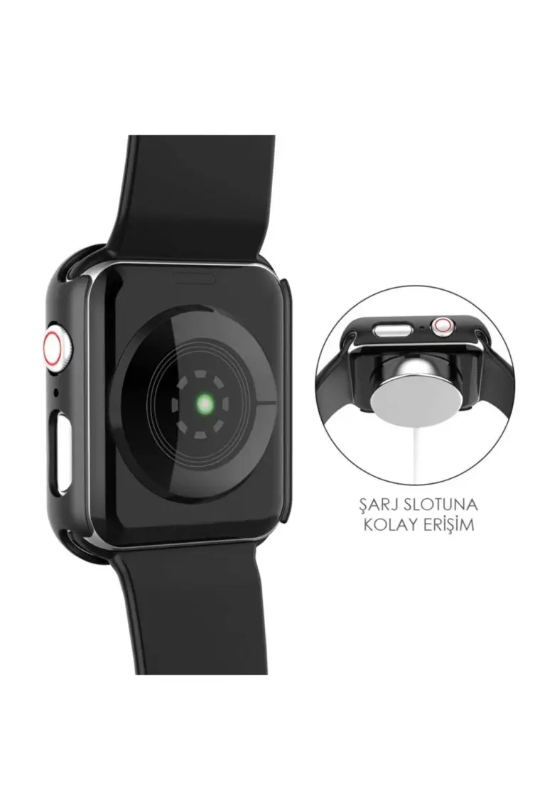 Microsonic Apple Watch Uyumlu Series 7 45MM Kılıf Matte Premium Slim Watch Uyumluband Siyah