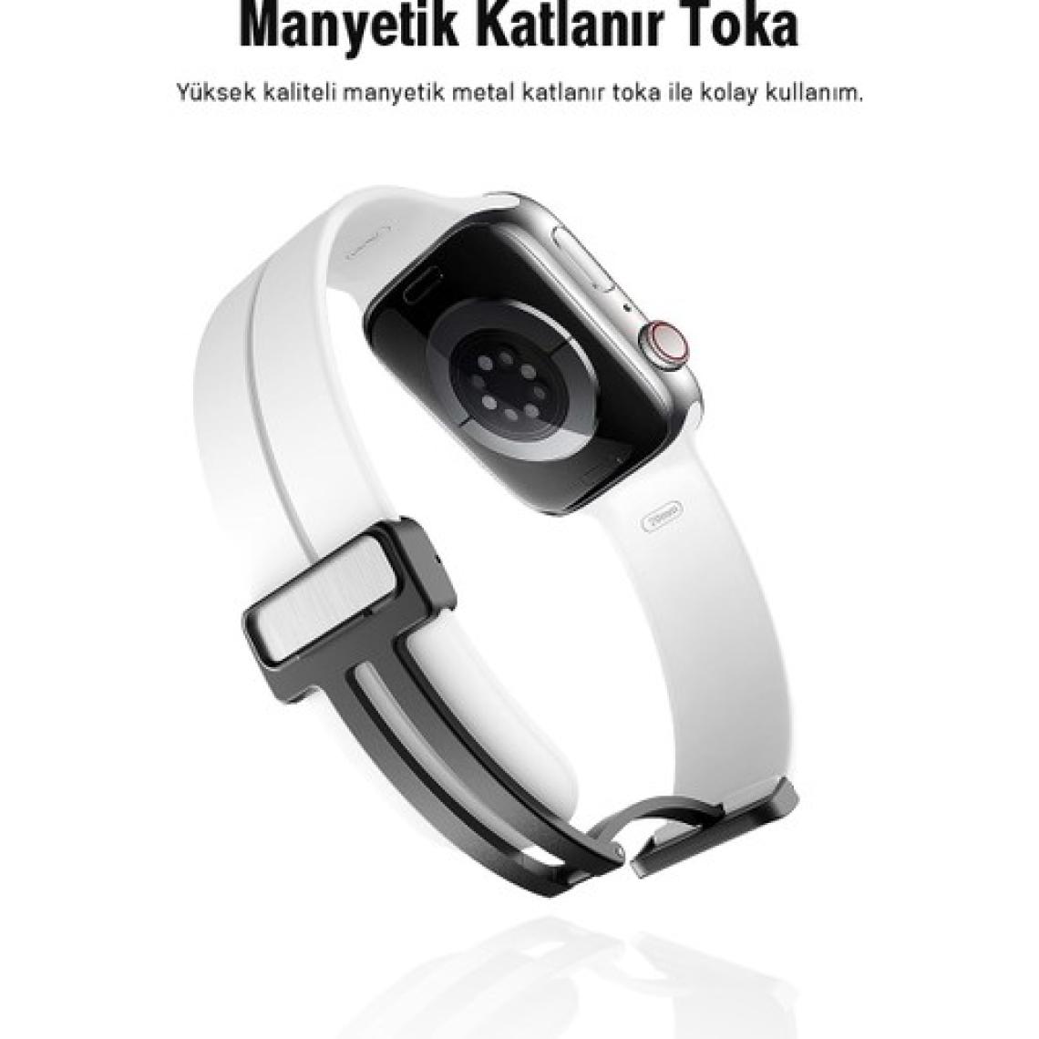 Apple Watch Serisi 9 Ultra 8 7 6 5 4 3 2 1 SE 45MM Su Geçirmez Silikon Spor Kordonu, Kolay Takma/çıkarma, Metal Manyetik özellikli
