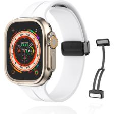 Apple Watch Serisi 9 Ultra 8 7 6 5 4 3 2 1 SE 45MM Su Geçirmez Silikon Spor Kordonu, Kolay Takma/çıkarma, Metal Manyetik özellikli