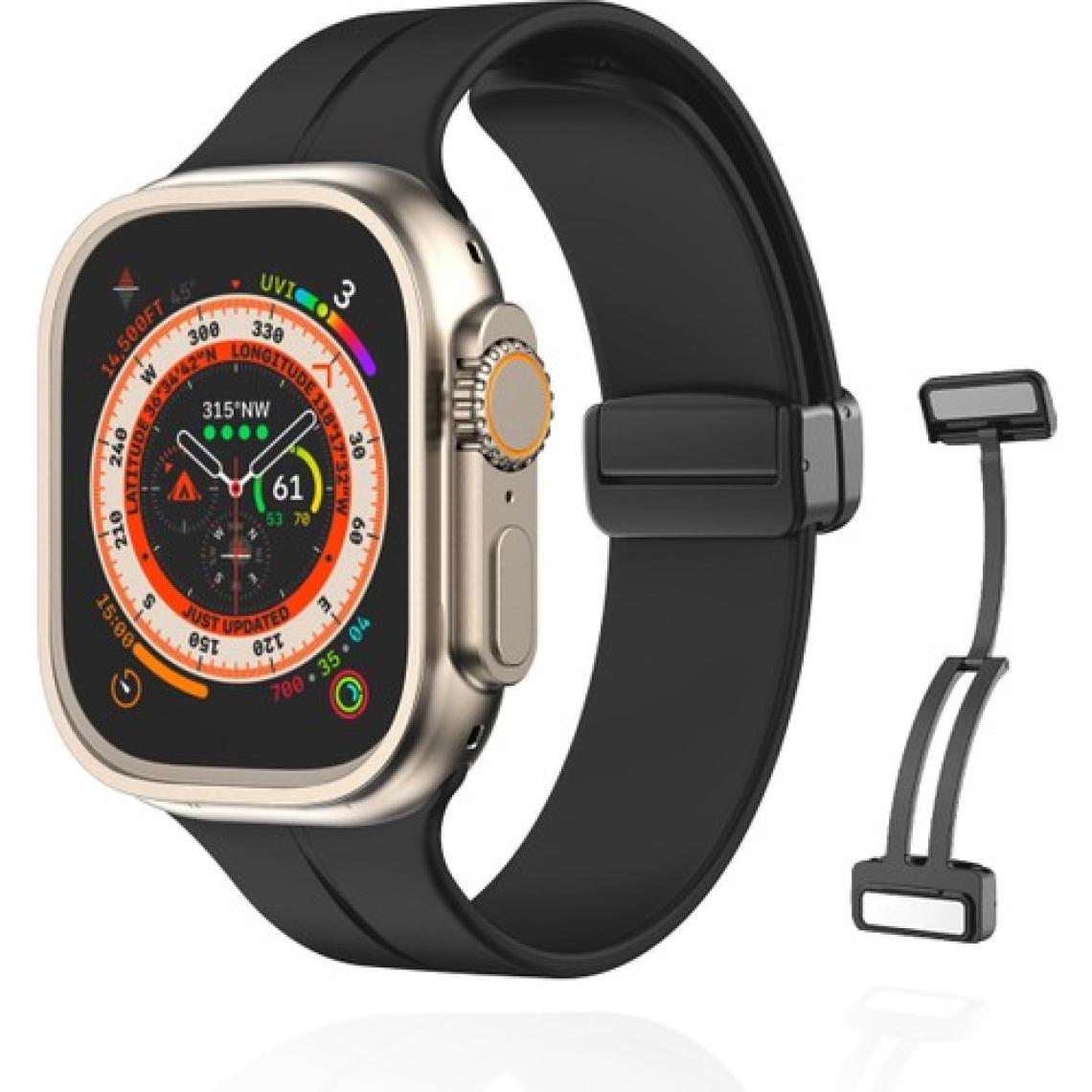 Apple Watch Serisi 9 Ultra 8 7 6 5 4 3 2 1 SE 45MM Su Geçirmez Silikon Spor Kordonu, Kolay Takma/çıkarma, Metal Manyetik özellikli