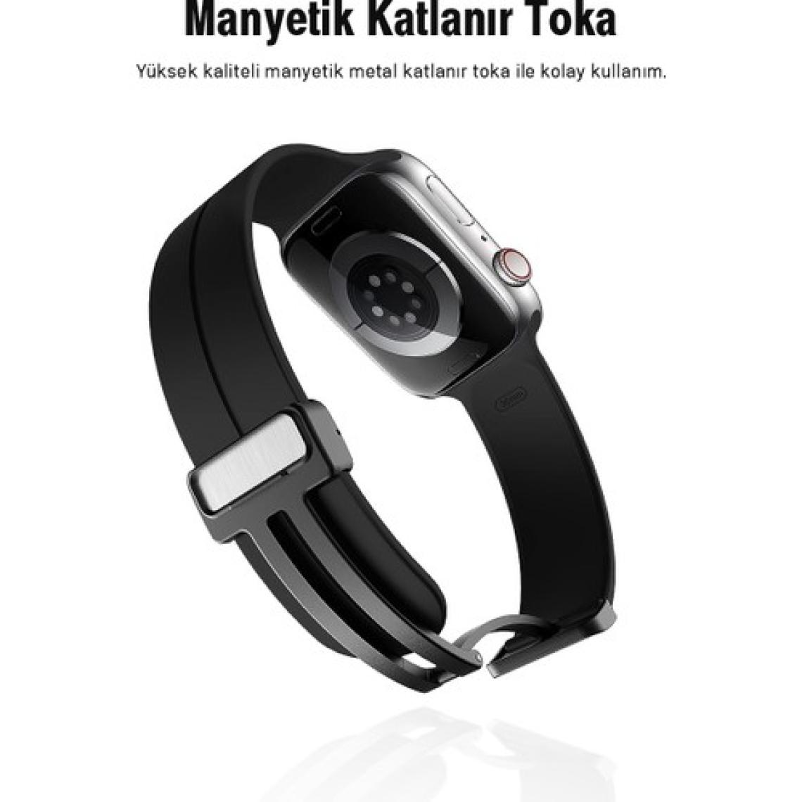 Apple Watch Serisi 9 Ultra 8 7 6 5 4 3 2 1 SE 45MM Su Geçirmez Silikon Spor Kordonu, Kolay Takma/çıkarma, Metal Manyetik özellikli