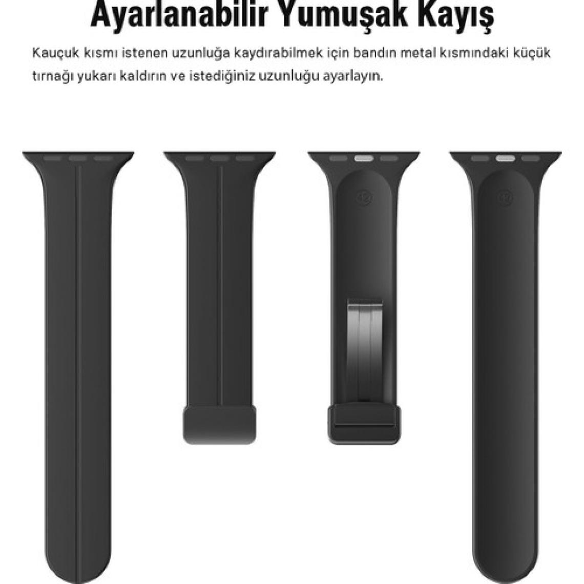 Apple Watch Serisi 9 Ultra 8 7 6 5 4 3 2 1 SE 45MM Su Geçirmez Silikon Spor Kordonu, Kolay Takma/çıkarma, Metal Manyetik özellikli