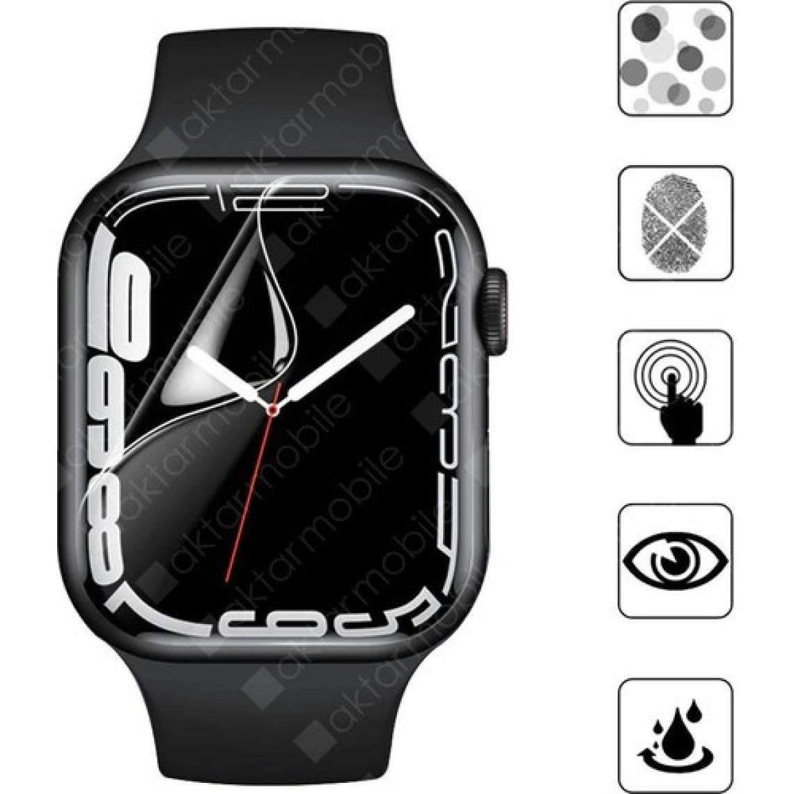 Aktarmobile Apple Watch 7 45 mm Uyumlu Ekran Koruyucu Tpu Saat Ekranı Koruma Beyaz