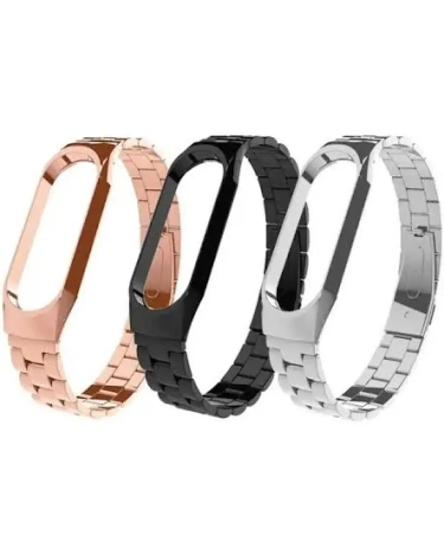 Heptek İletişim Xiaomi Mi Band 5 ve Mi Band 6 Metal Kordon Paslanmaz Çelik Baklalı Tasarım (Krd-04)