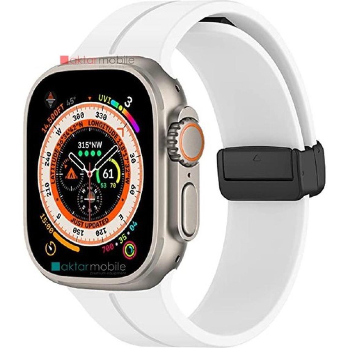 AktarMobile Apple Watch 6 Se 5 4 3 2 1 44 mm 42 mm Uyumlu Silikon Kordon Magnetik D Tokalı Spor Tarzı Kayış
