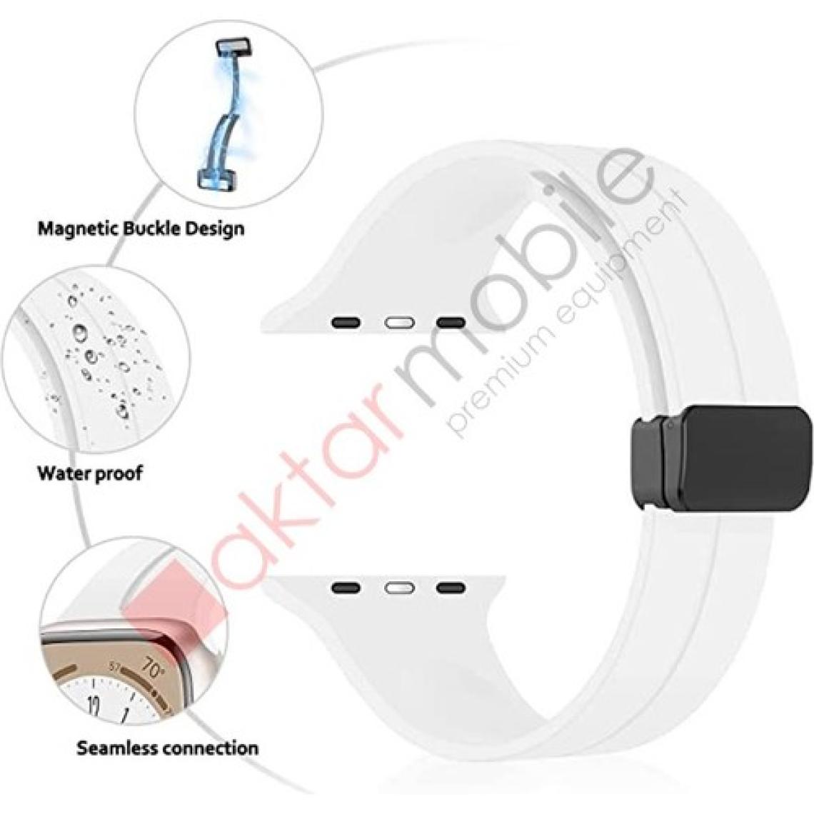 AktarMobile Apple Watch 6 Se 5 4 3 2 1 44 mm 42 mm Uyumlu Silikon Kordon Magnetik D Tokalı Spor Tarzı Kayış