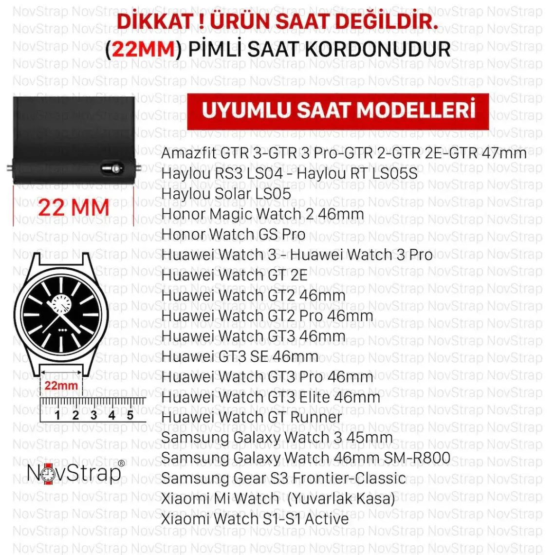 NovStrap Huawei Watch Gt5 46mm Gt5 Pro Gt4 46mm Gt3 46mm Gt3 Pro Gt3 Se Gt2 Uyumlu Kordon 22mm Flexible Kayış