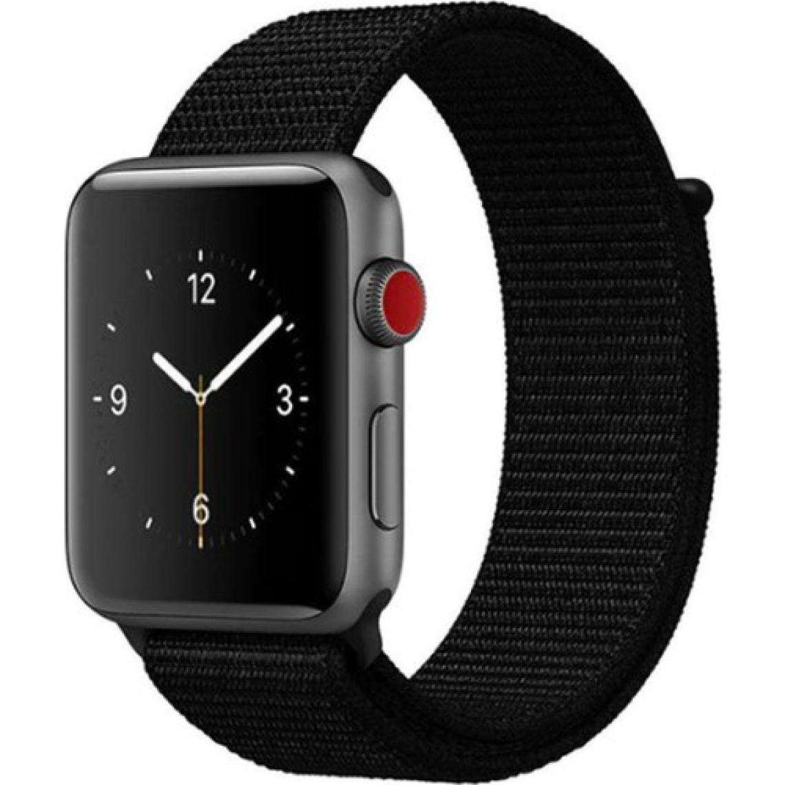 Coverzone   44mm Bilekli Kumaş Kayış Kordon Siyah Fabric