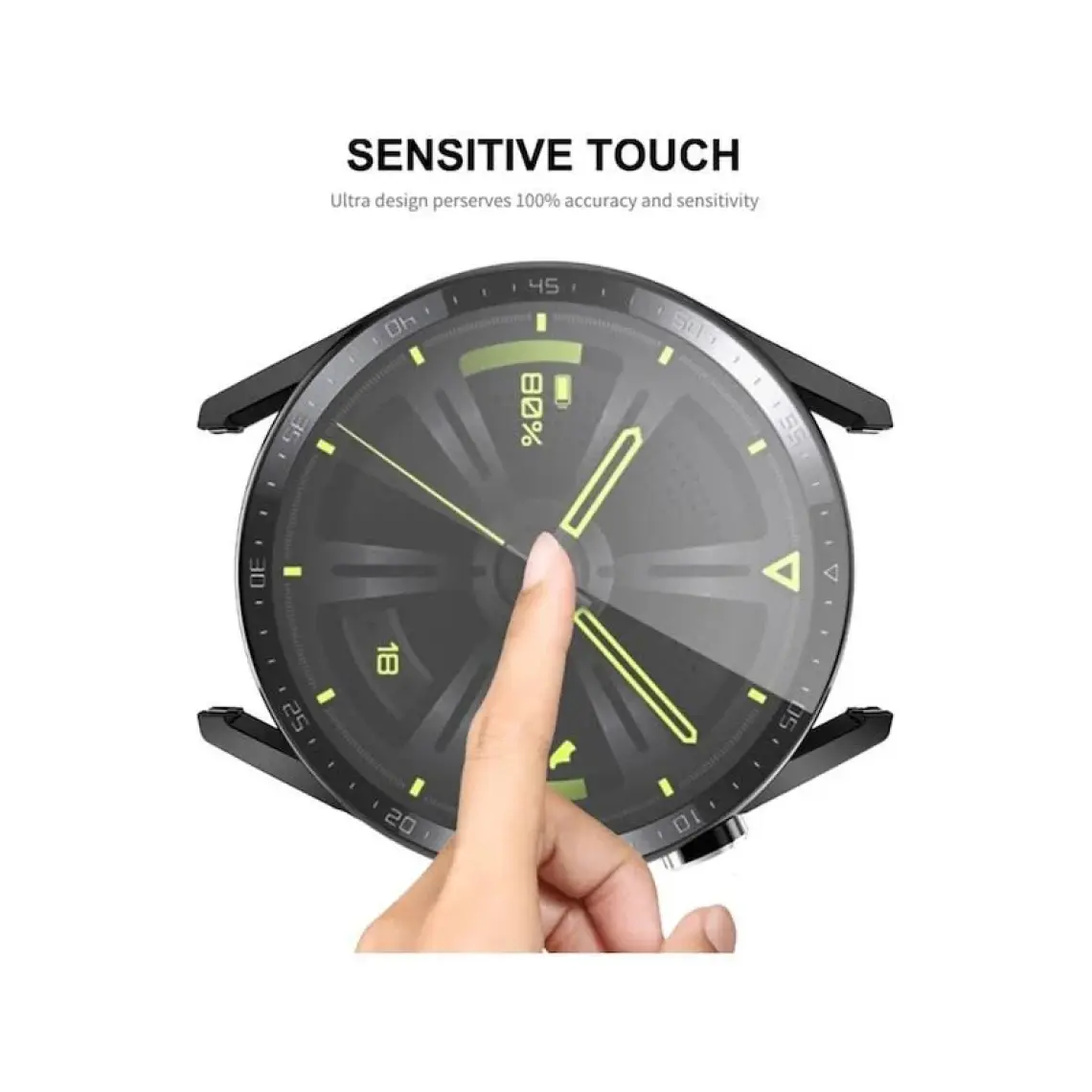 Novstrap Huawei Watch Gt3 46MM Uyumlu Ekran Koruyucu Temperli Cam ve Kasa Koruyucu Sert Pc