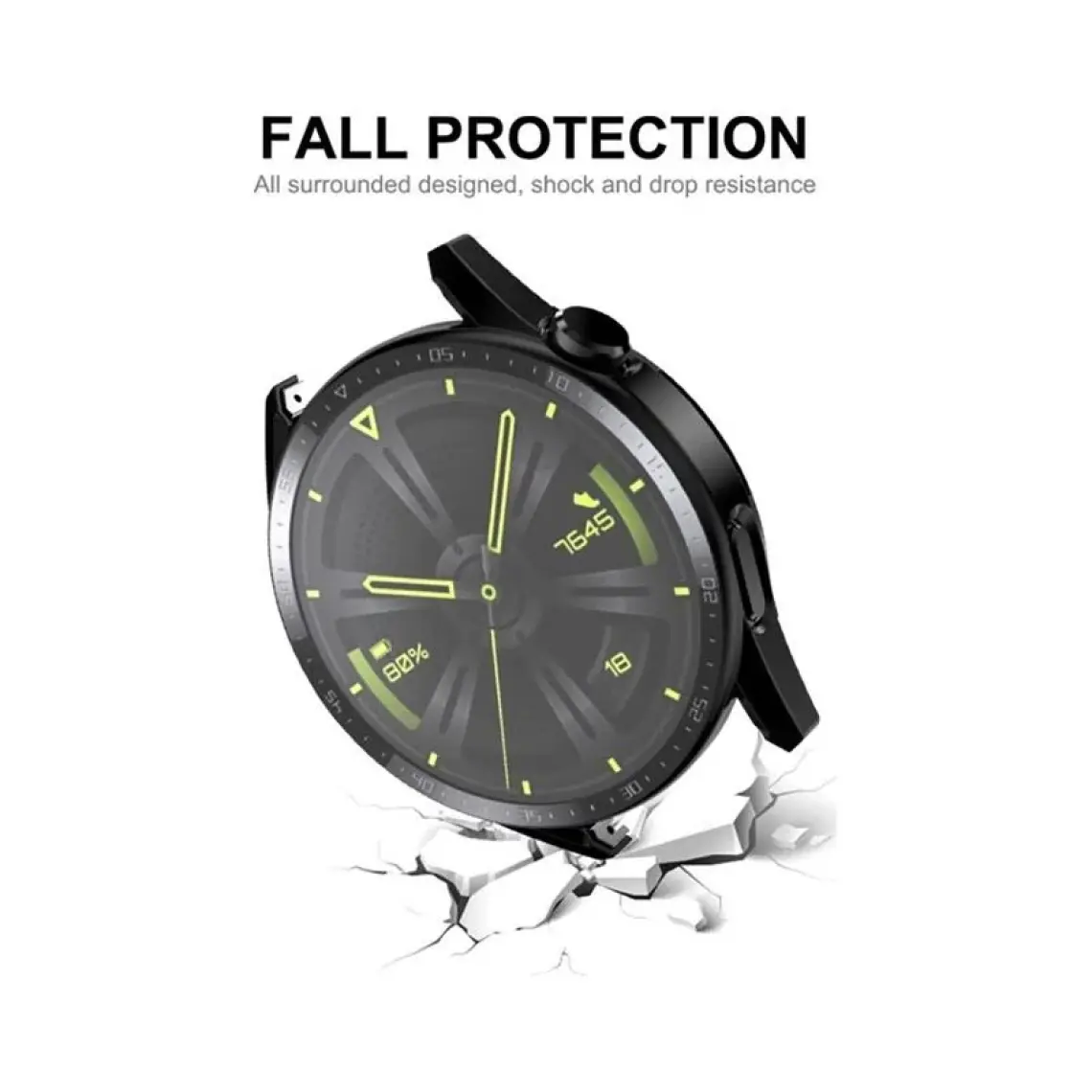 Novstrap Huawei Watch Gt3 46MM Uyumlu Ekran Koruyucu Temperli Cam ve Kasa Koruyucu Sert Pc