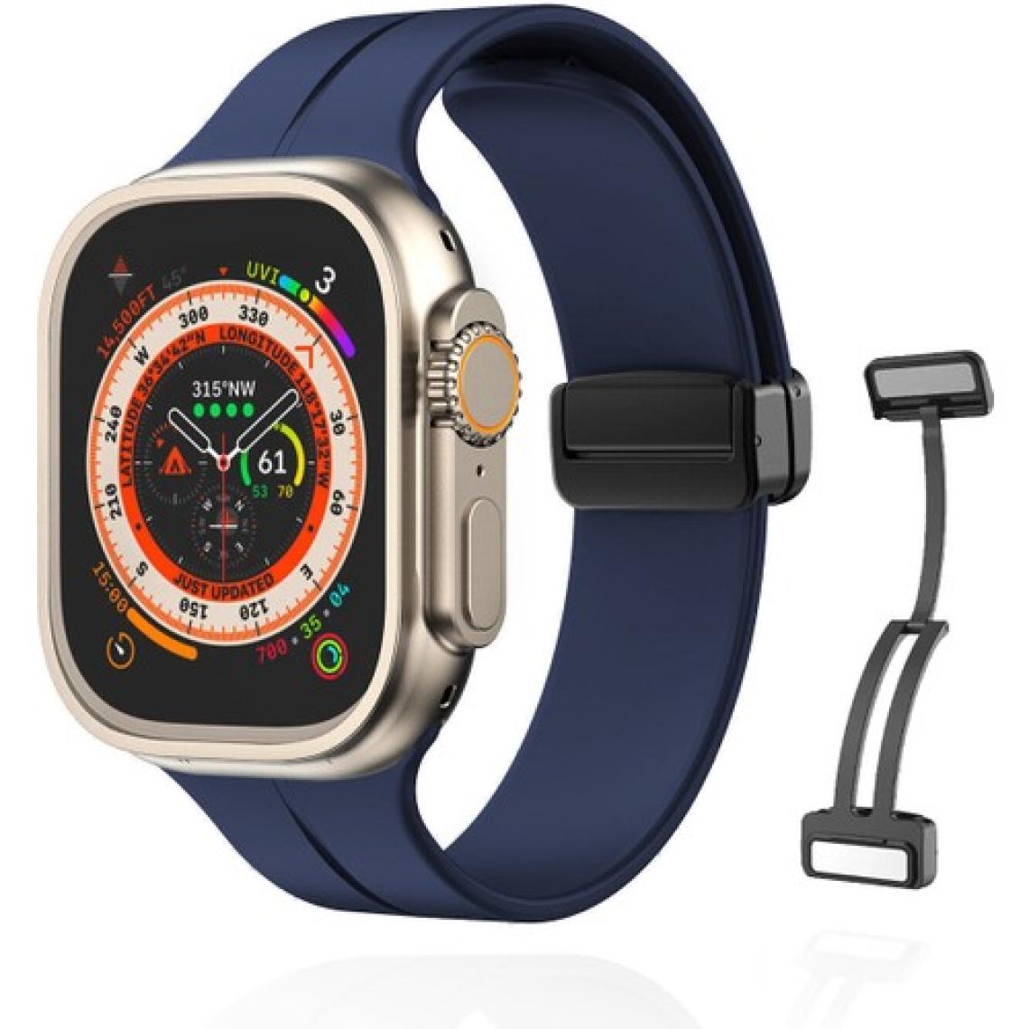 Apple Watch Serisi 9 Ultra 8 7 6 5 4 3 2 1 SE 45MM Su Geçirmez Silikon Spor Kordonu, Kolay Takma/çıkarma, Metal Manyetik özellikli