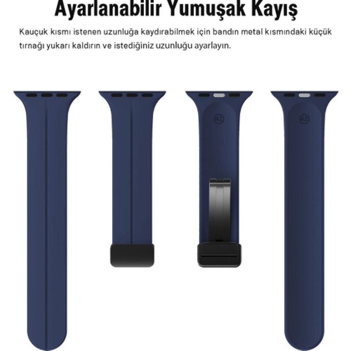 Apple Watch Serisi 9 Ultra 8 7 6 5 4 3 2 1 SE 45MM Su Geçirmez Silikon Spor Kordonu, Kolay Takma/çıkarma, Metal Manyetik özellikli