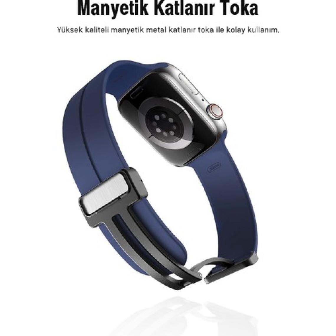 Apple Watch Serisi 9 Ultra 8 7 6 5 4 3 2 1 SE 45MM Su Geçirmez Silikon Spor Kordonu, Kolay Takma/çıkarma, Metal Manyetik özellikli