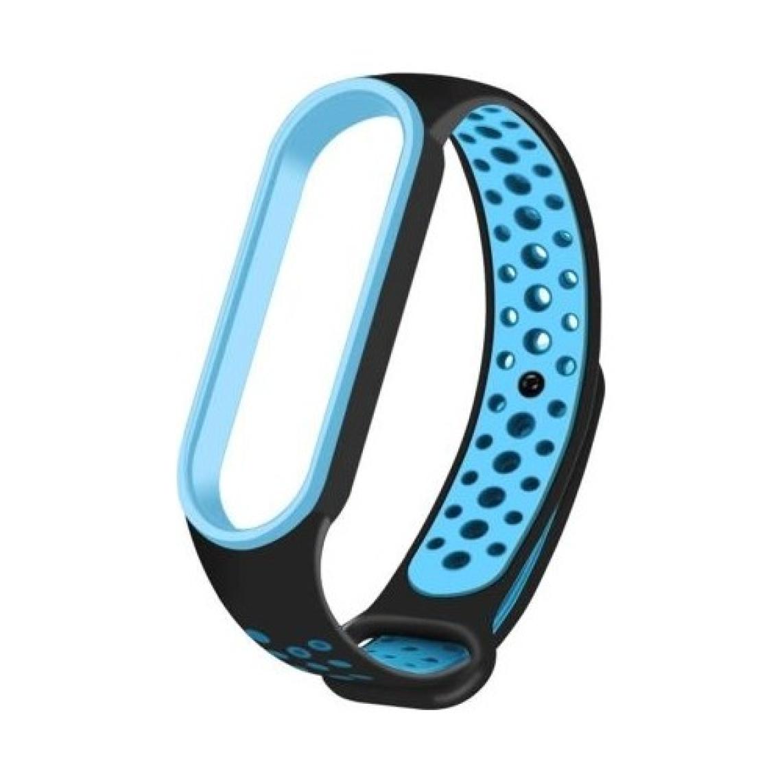 Case 4U Xiaomi Mi Band 6 / Mi Band 5 Akıllı Bileklik Silikon Kayış Spor Kordon Delikli Siyah Turkuaz