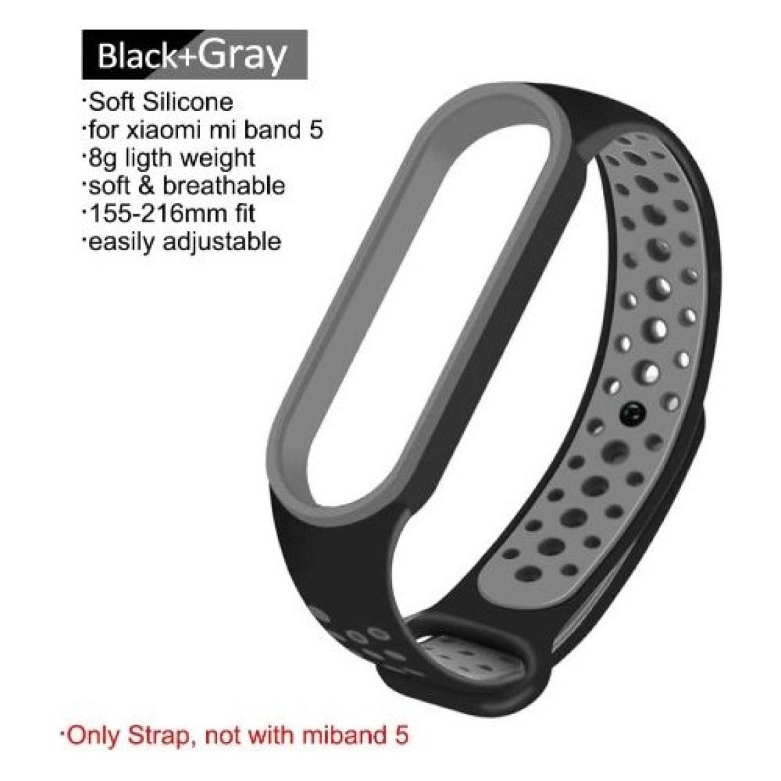 Case 4U Xiaomi Mi Band 6 / Mi Band 5 Akıllı Bileklik Silikon Kayış Spor Kordon Delikli Siyah Turkuaz