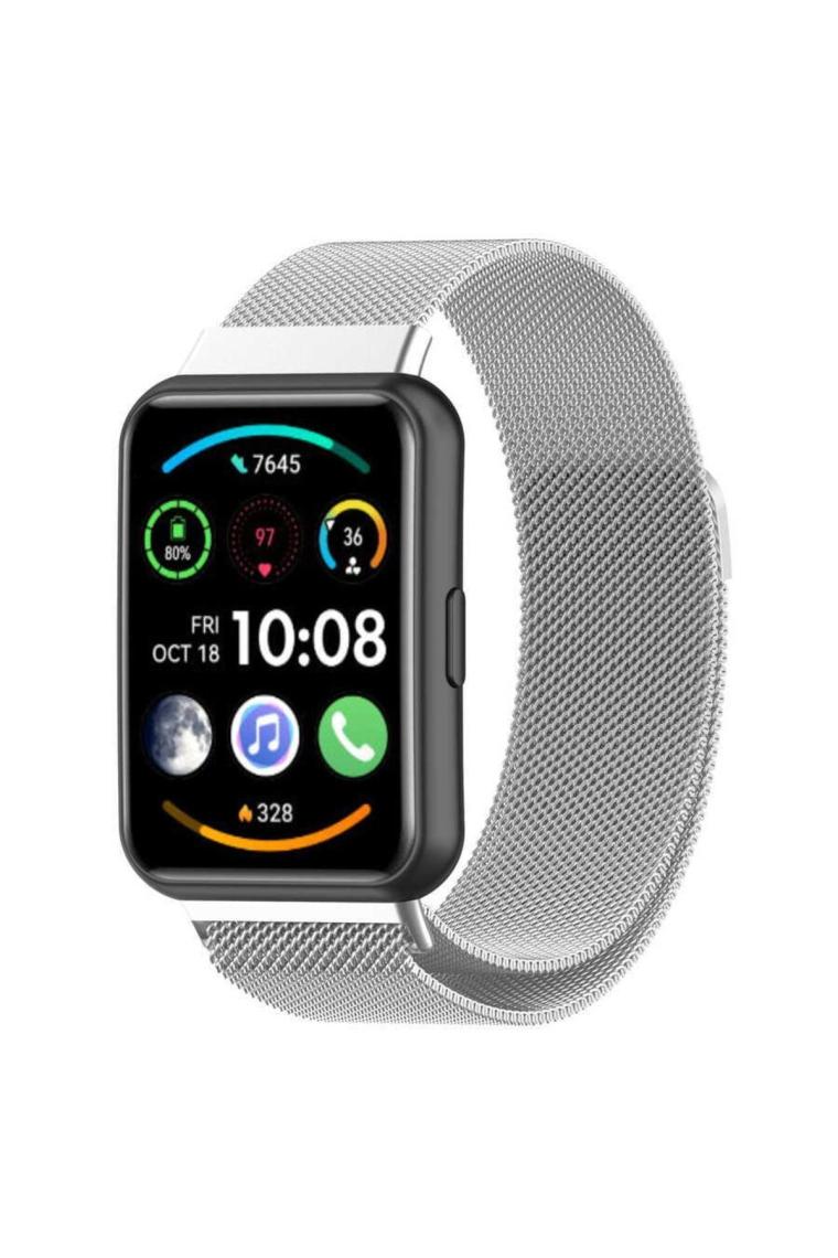 Fibaks Huawei Watch Fit 2 Uyumlu Metal Hasır Örgü Mıknatıslı Milano Loop Kordon