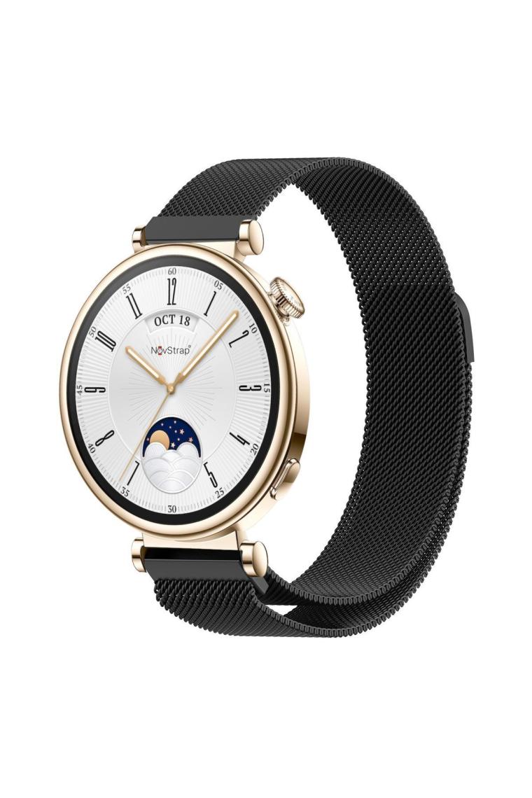 NovStrap Huawei Watch GT4 41mm GT5 41mm ile Uyumlu Kordon (18mm Pimli) Mıknatıslı Metal Hasır Kayış