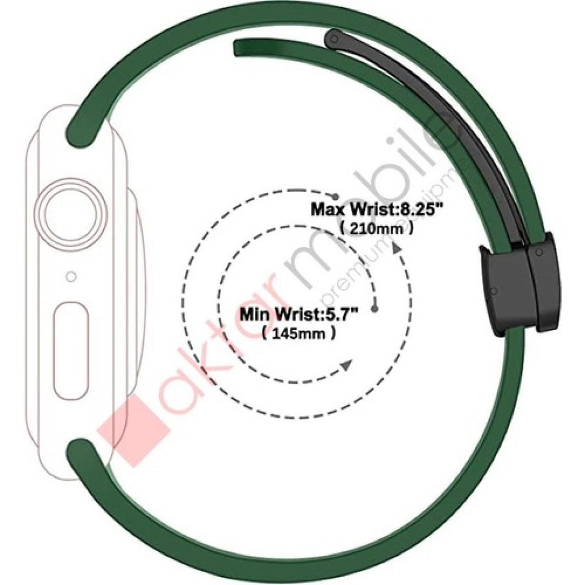 AktarMobile Apple Watch 10 46 mm Uyumlu Silikon Kordon Magnetik D Tokalı Spor Kayış Mıknatıslı Toka