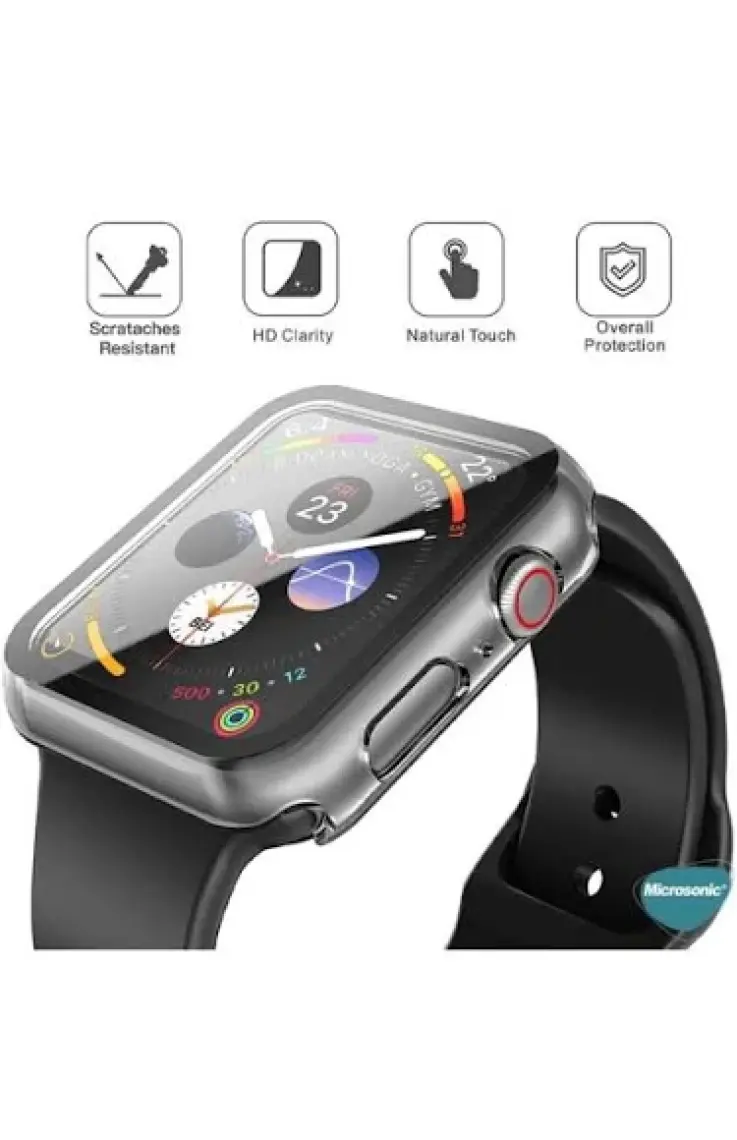 Microsonic Apple Watch Uyumlu Series 6 40MM Kılıf Clear Premium Slim Watch Uyumluband Şeffaf