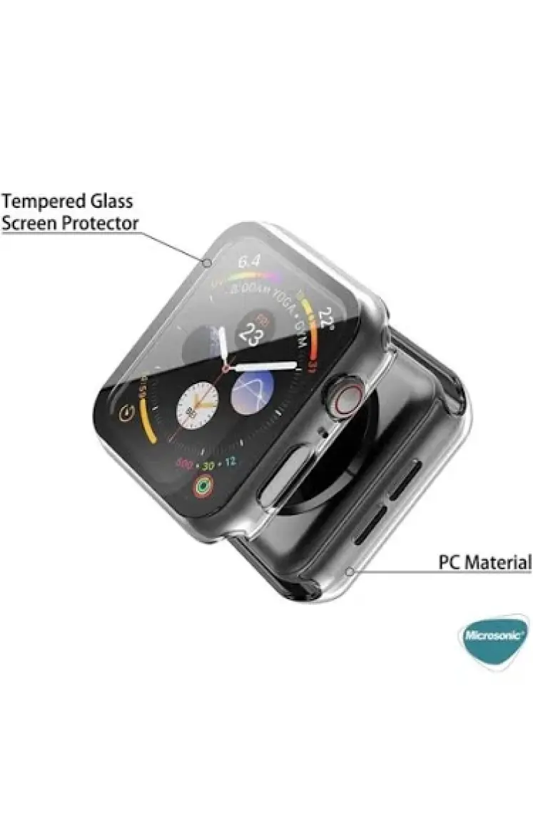 Microsonic Apple Watch Uyumlu Series 6 40MM Kılıf Clear Premium Slim Watch Uyumluband Şeffaf