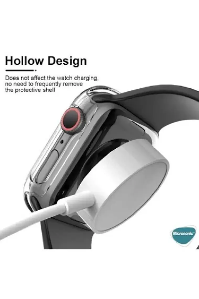 Microsonic Apple Watch Uyumlu Series 6 40MM Kılıf Clear Premium Slim Watch Uyumluband Şeffaf