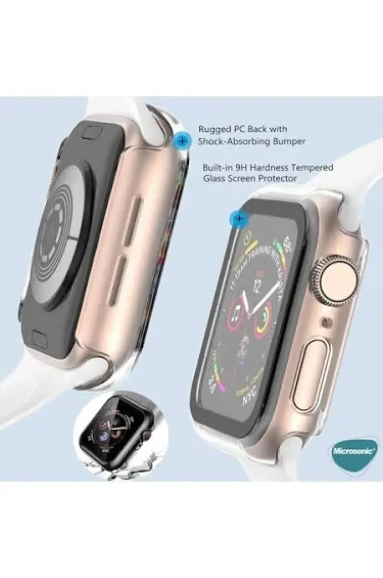 Microsonic Apple Watch Uyumlu Series 6 40MM Kılıf Clear Premium Slim Watch Uyumluband Şeffaf