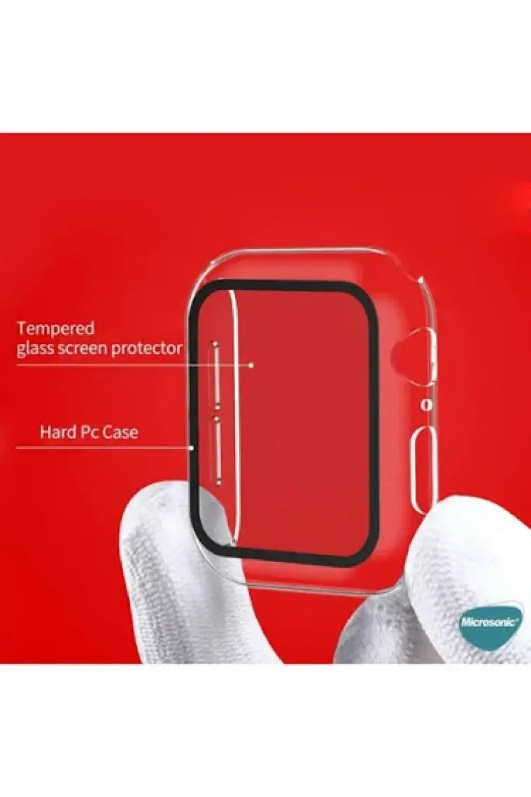 Microsonic Apple Watch Uyumlu Series 6 40MM Kılıf Clear Premium Slim Watch Uyumluband Şeffaf