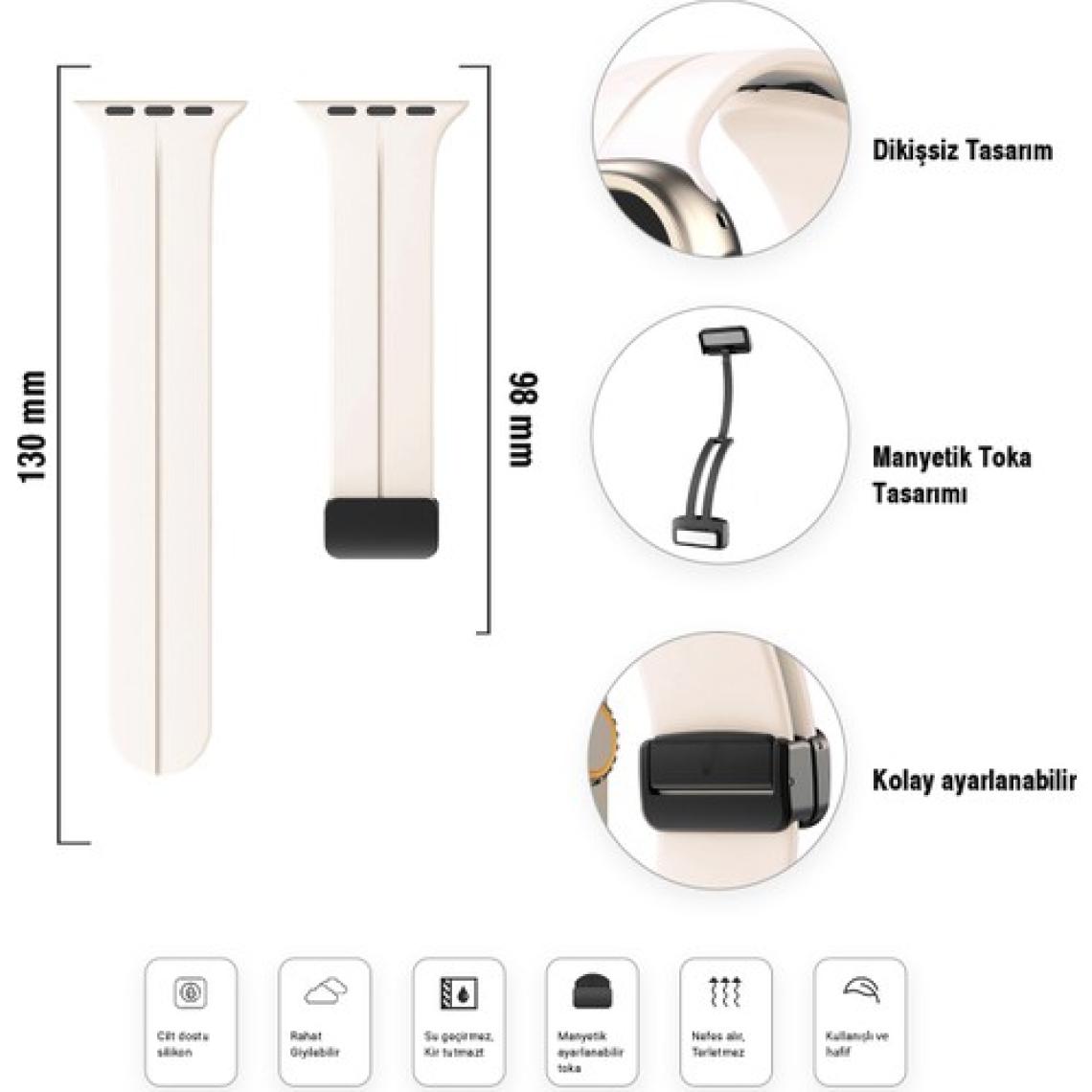 Apple Watch Serisi 9 Ultra 8 7 6 5 4 3 2 1 SE 49MM Su Geçirmez Silikon Spor Kordonu, Kolay Takma/çıkarma, Metal Manyetik özellikli